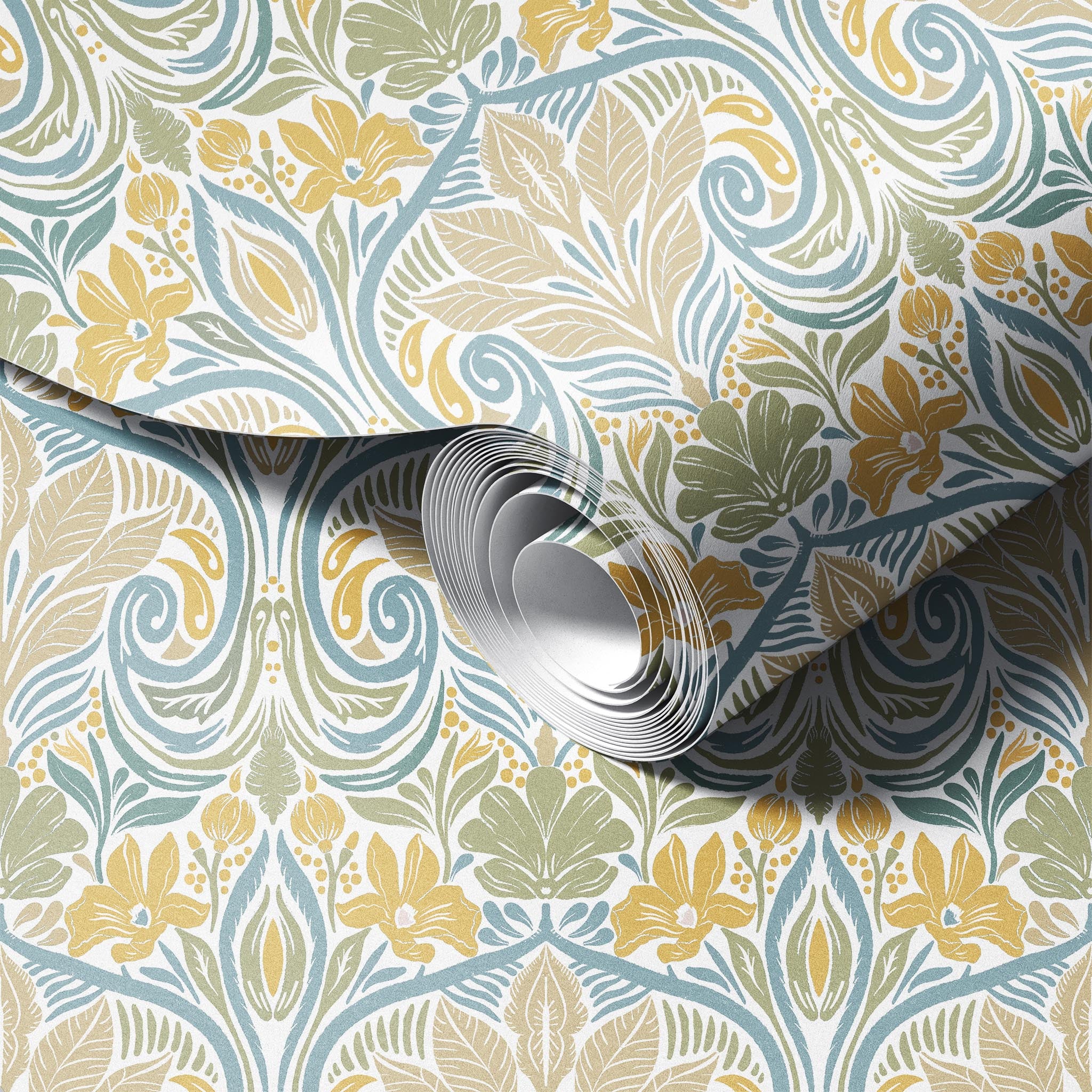 Light Floral Patio peel and stick wallpaper room mockup
